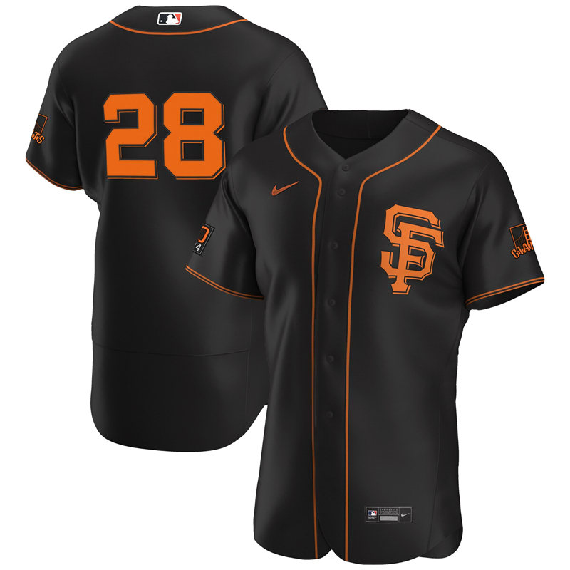 2020 MLB Men San Francisco Giants #28 Buster Posey Nike Black Alternate 2020 Authentic Player Jersey 1
